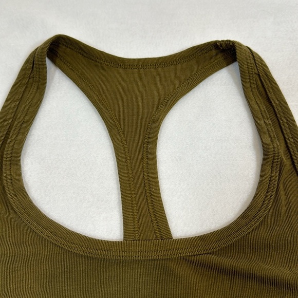 Zyia Active Olive Green Vida Scrunchy Racer Tank Top Women's Medium Assymetrical - Picture 3 of 8